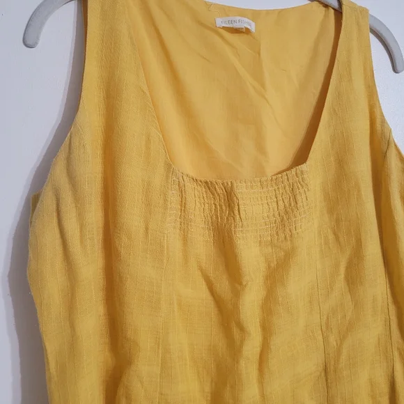 Eileen Fisher Lagenlook Linen Textured Midi Dress Lined Pockets Size M Minimal - Picture 4 of 9